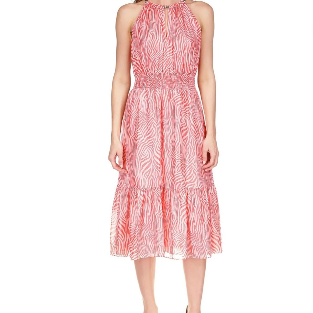 Michael Kors Elegant Pink Zebra Print Dress